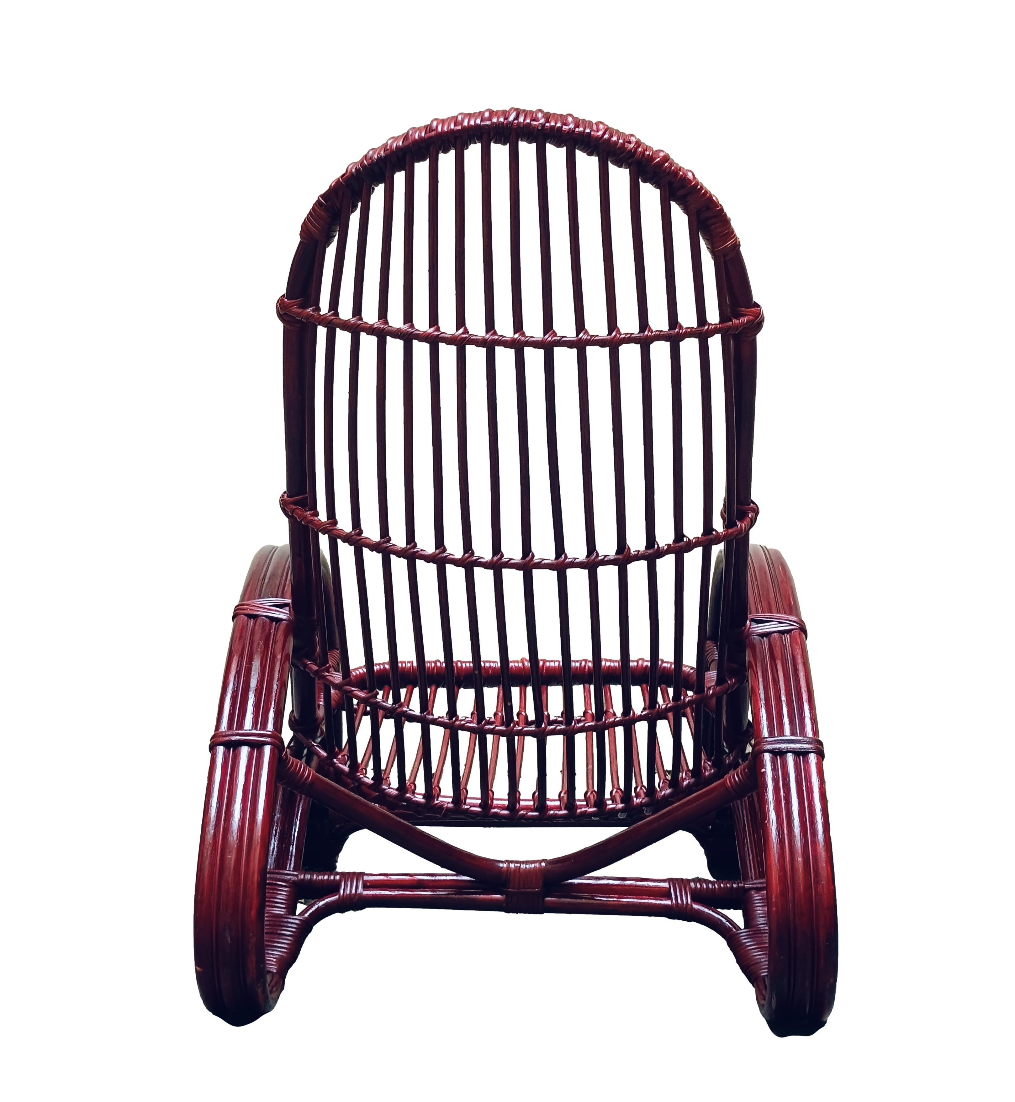 Tito Agnoli Rattan and Bamboo Lounge Chair, Italy, 1960s In Good Condition For Sale In Naples, IT
