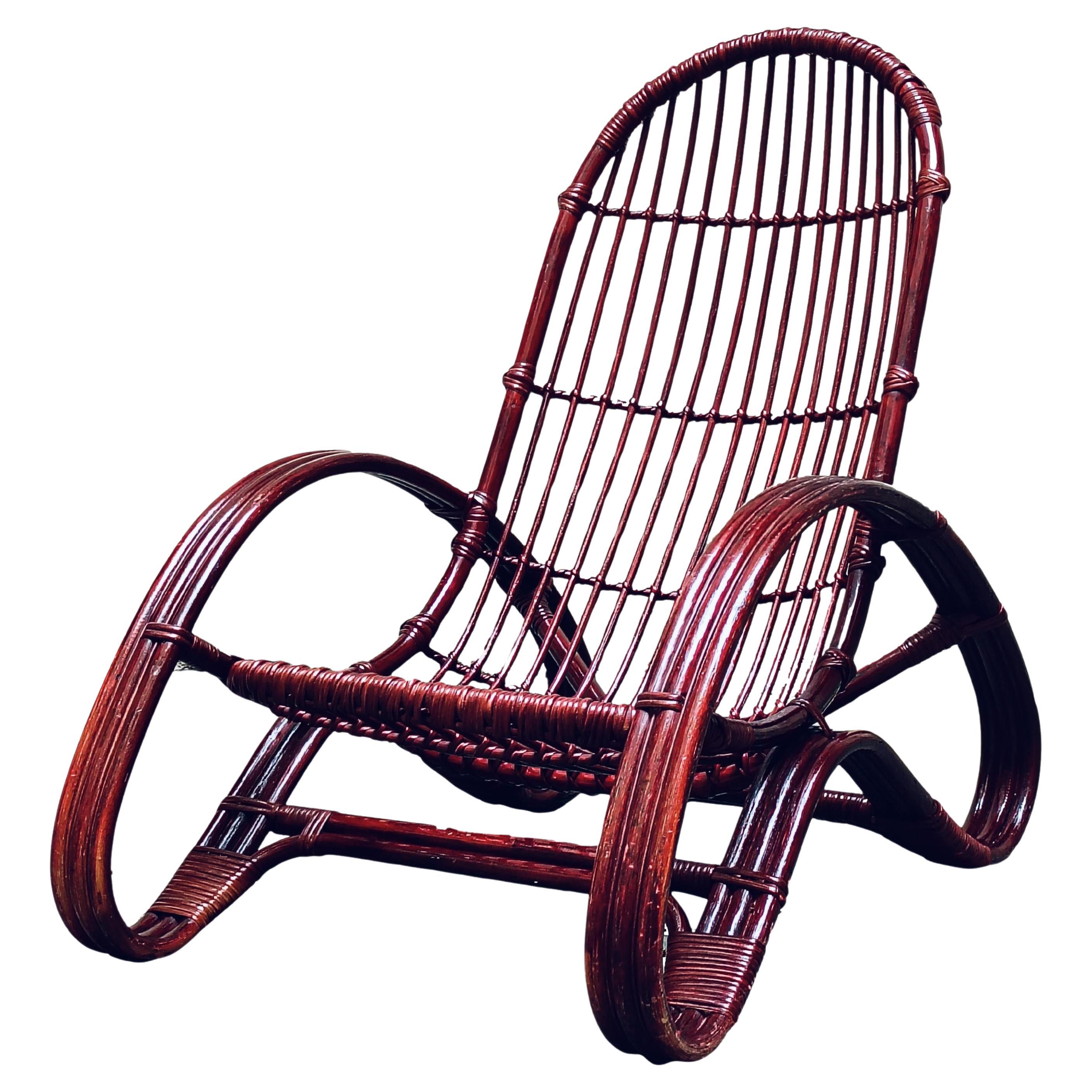 Fauteuil de salon Tito Agnoli en rotin et bambou, Italie, années 1960