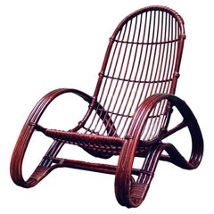 Fauteuil de salon Tito Agnoli en rotin et bambou, Italie, années 1960
