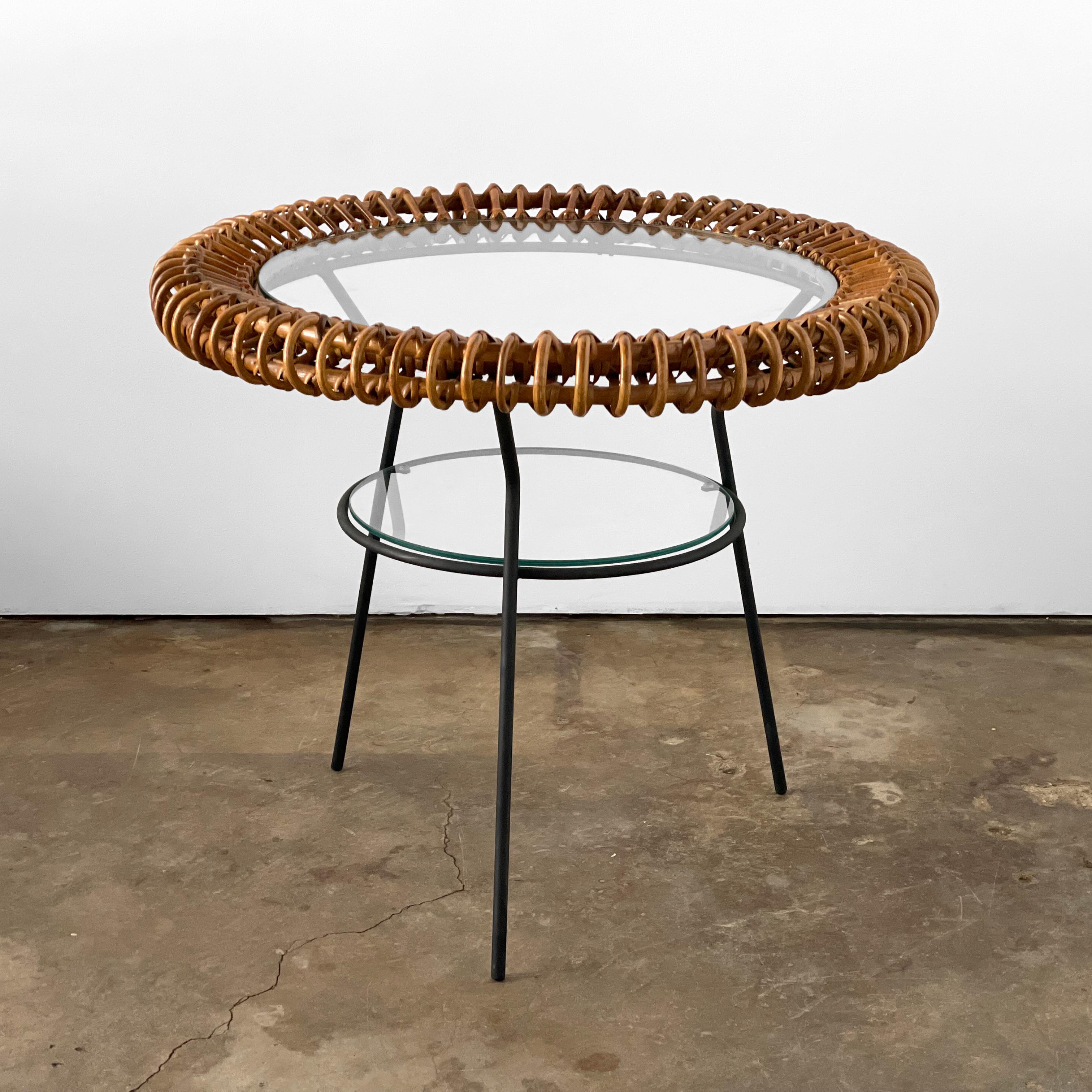 Italian Tito Agnoli Rattan Cocktail table