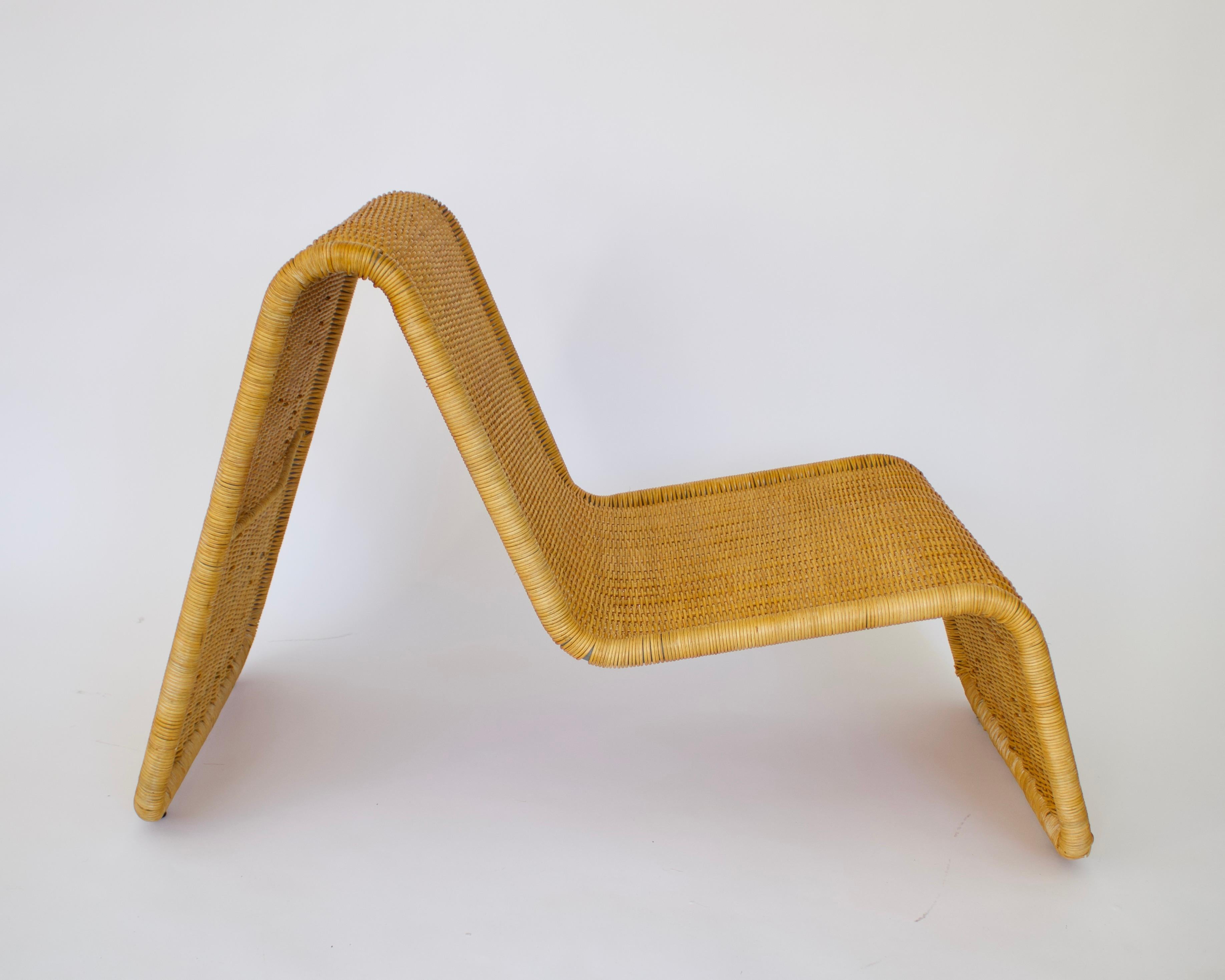 Mid-Century Modern Tito Agnoli Rattan Sculptural Italian Lounge Chairs 