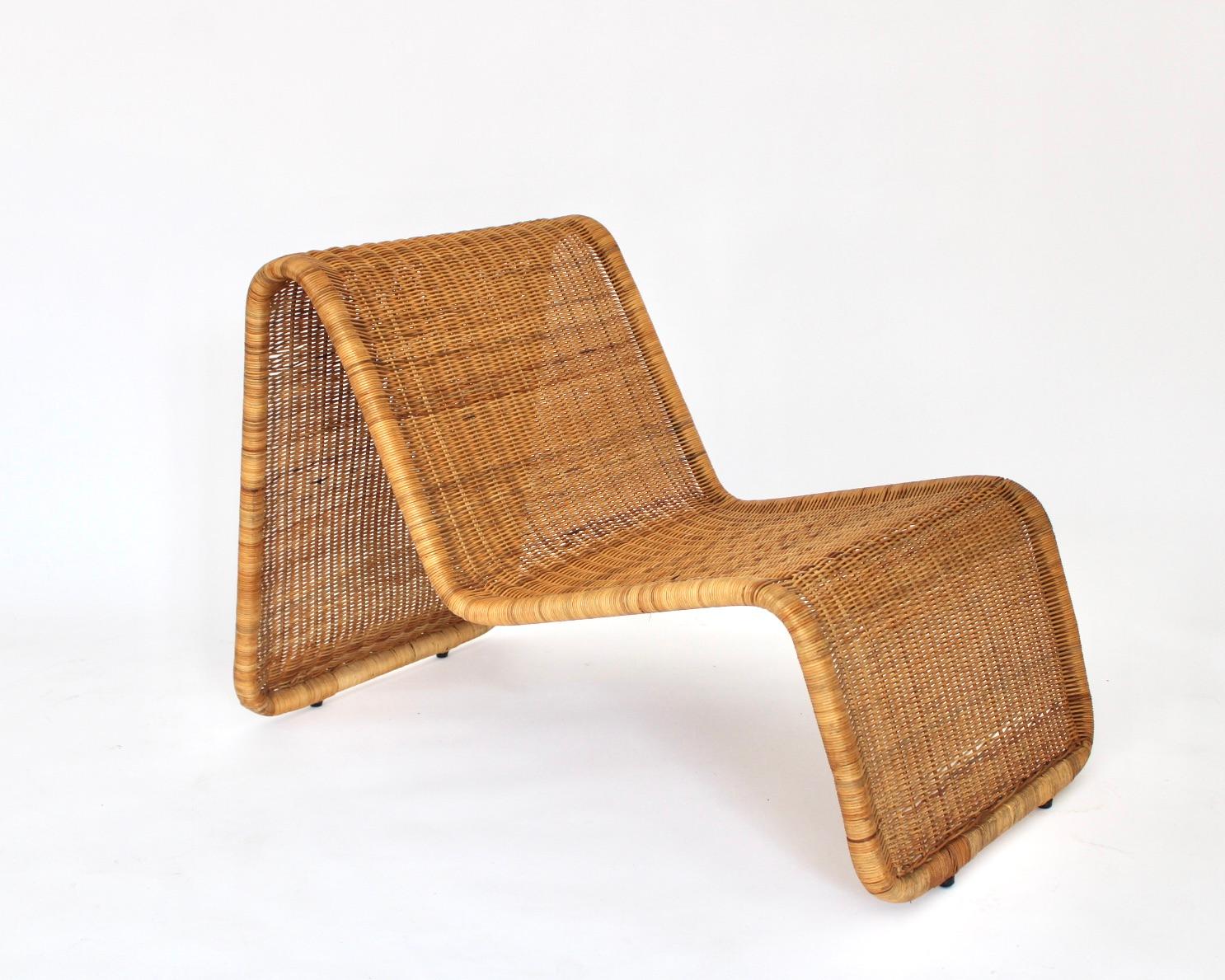 Wicker Tito Agnoli Rattan Sculptural Italian Lounge Chairs 