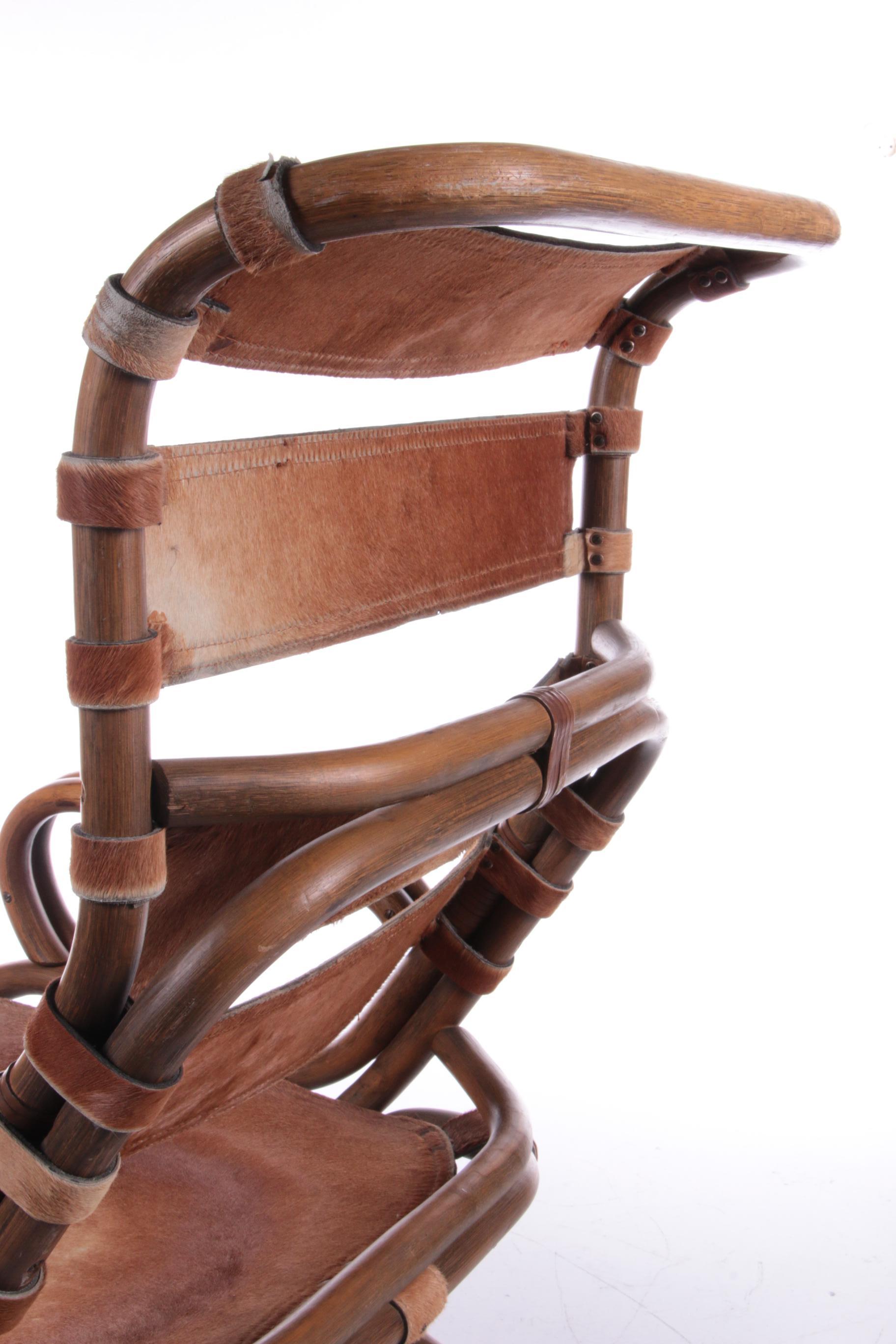 Tito Agnoli Relax Chair Made of Bamboo and Leather, 1960 For Sale 7