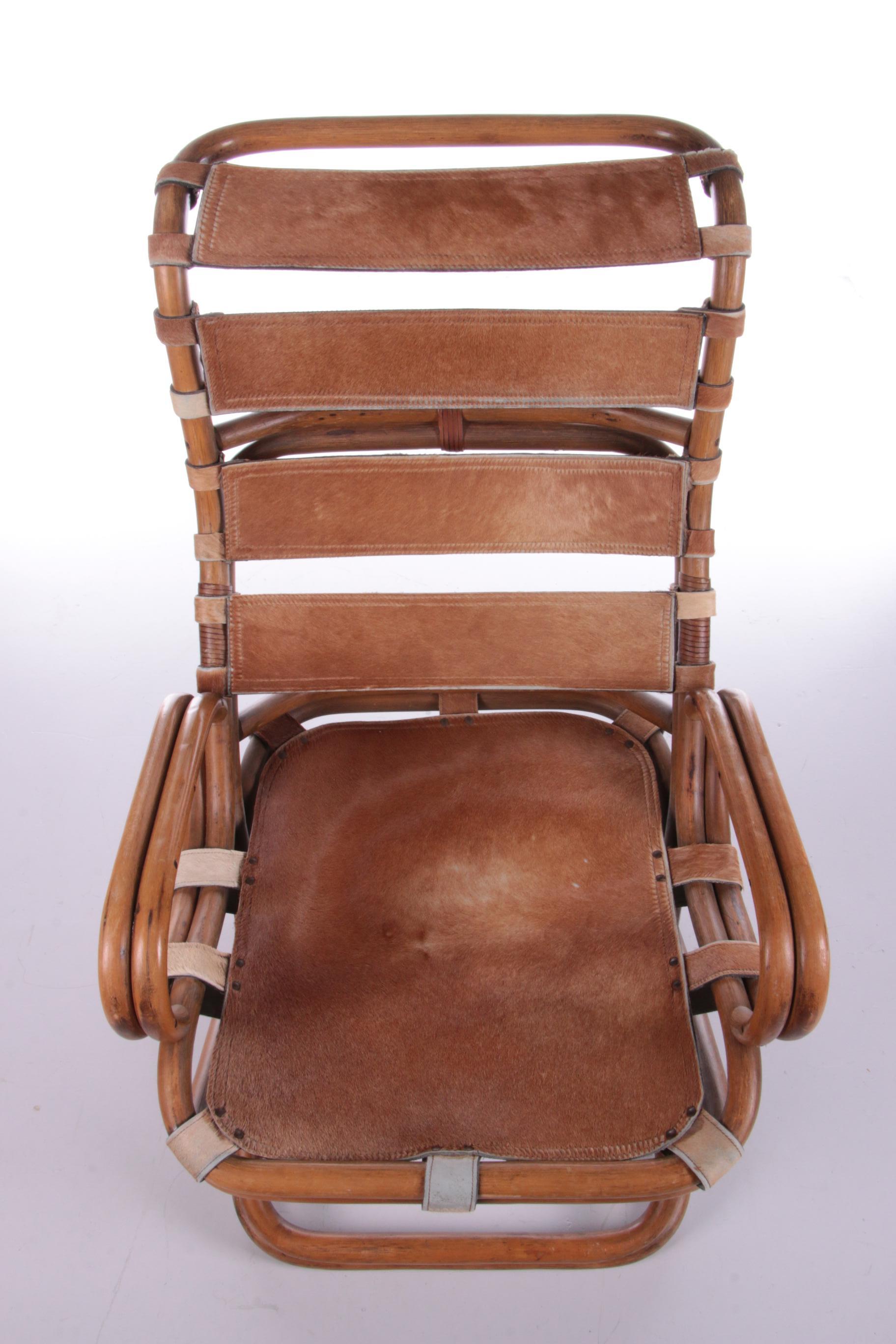 Tito Agnoli Relax Chair Made of Bamboo and Leather, 1960 8