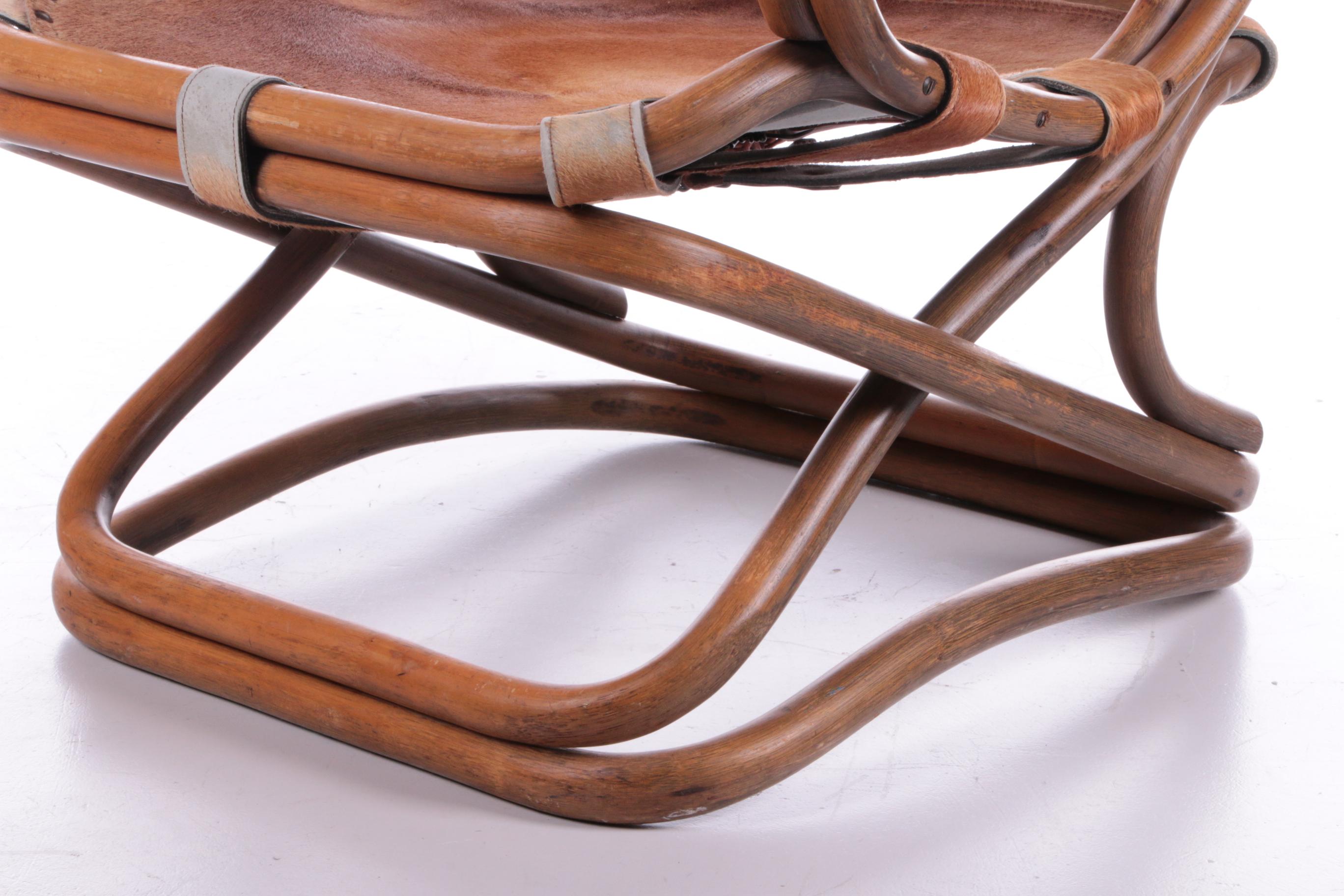 Chaise de relax Tito Agnoli en bambou et cuir, 1960 en vente 2