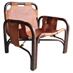 Tito Agnoli – Safari Chair – Leather and Bamboo – Bonacina – Italy – 1960s