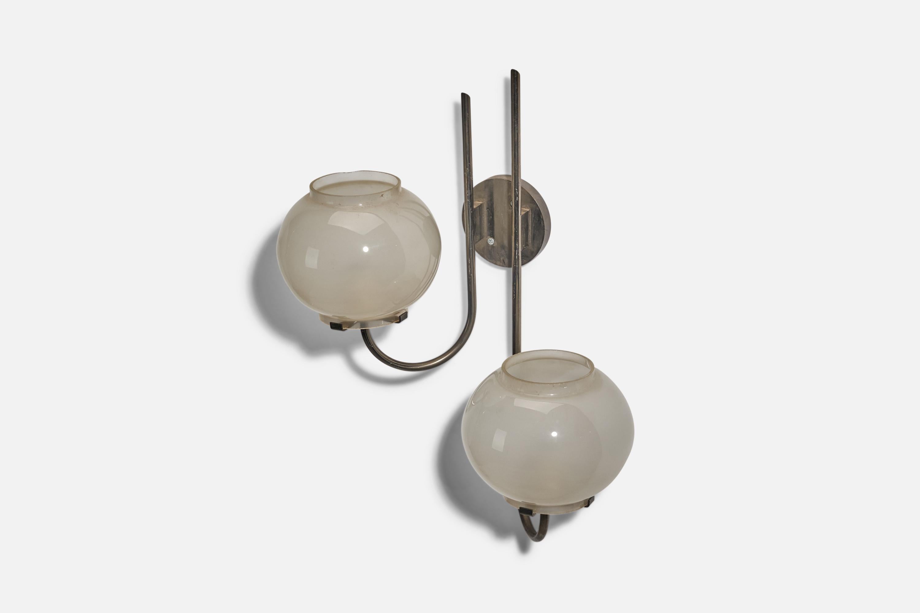 Mid-Century Modern Tito Agnoli, Sconce, Metal, Glass, O-Luce, Italy, 1961 For Sale