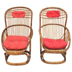 Tito Agnoli Set of 2 Midcentury Italian Armchair for Bonacina, 1959