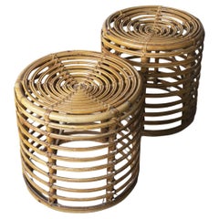 Vintage Tito Agnoli set of two bamboo stools 1960s