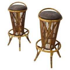 Tito Agnoli set de deux tabourets en bambou 1960