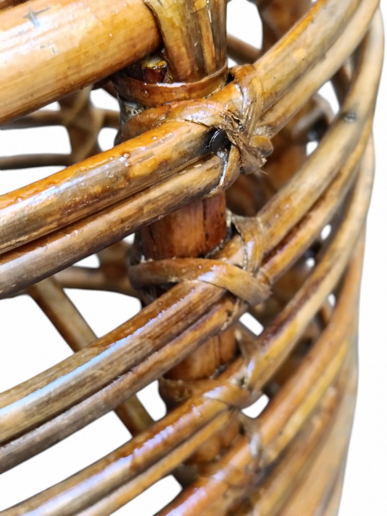 Mid-20th Century Tito Agnoli Cylindrical Rattan Stool or Small Table, Italy 1960s For Sale