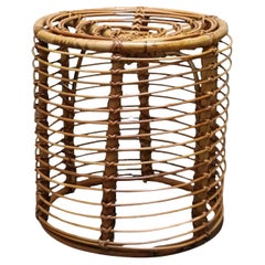 Tito Agnoli Sgabello o Tavolino Cilindrico in Rattan, Italia 1960s