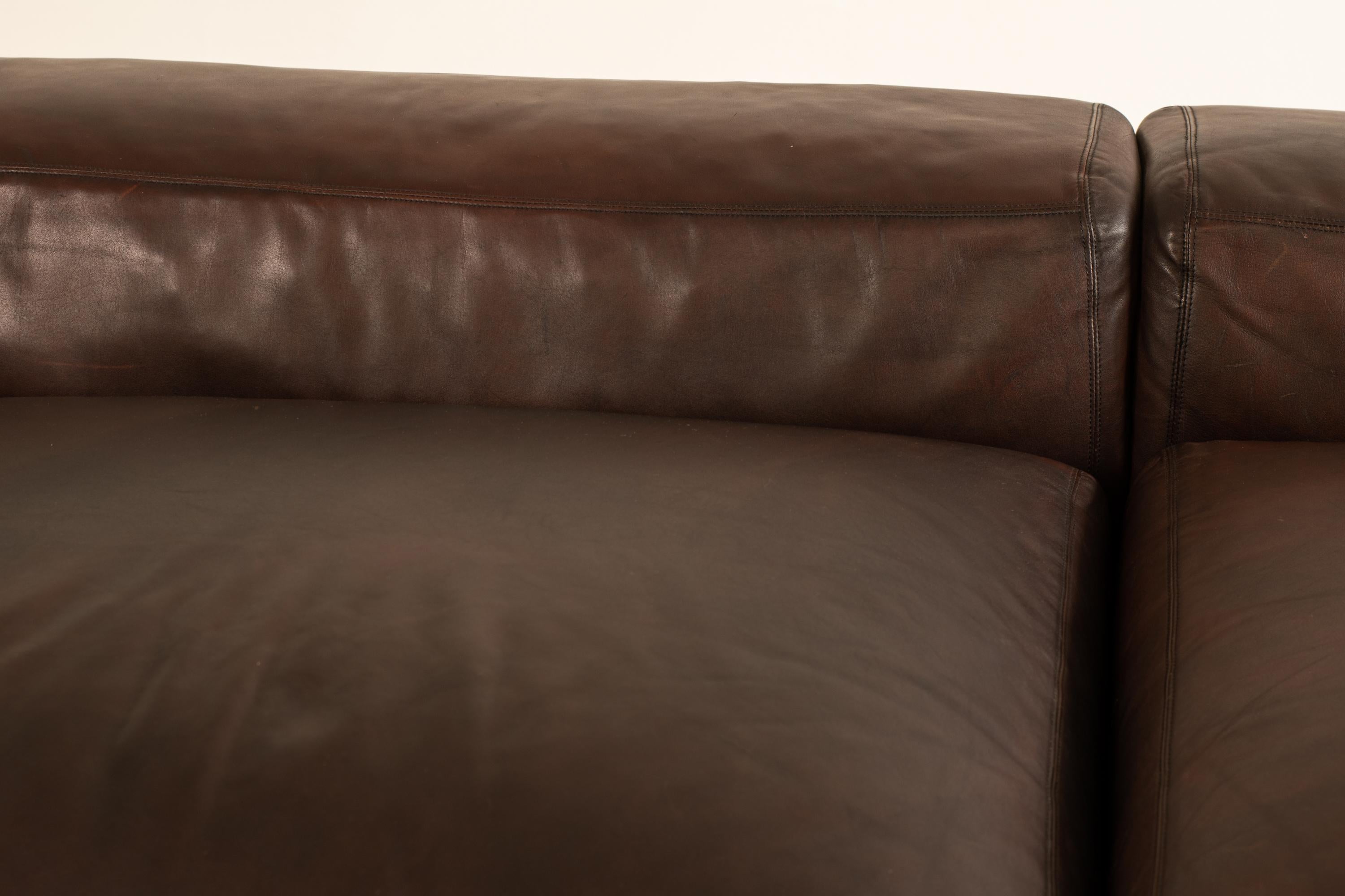 Italian Tito Agnoli Day Bed Slash in Dark Brown Leather for Cinova, 1968