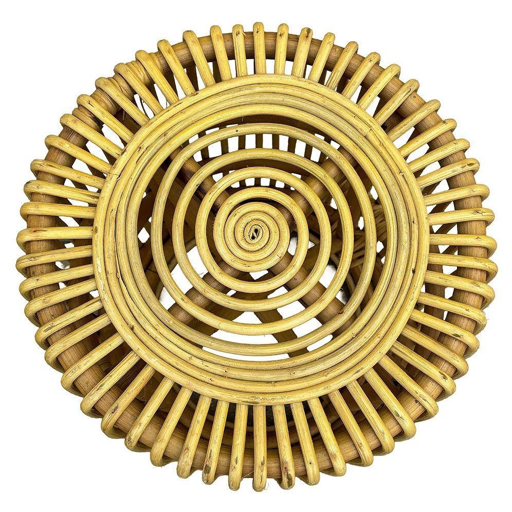 Tissé à la main Tito Agnoli Tabouret moderne en rotin en spirale, paire en vente