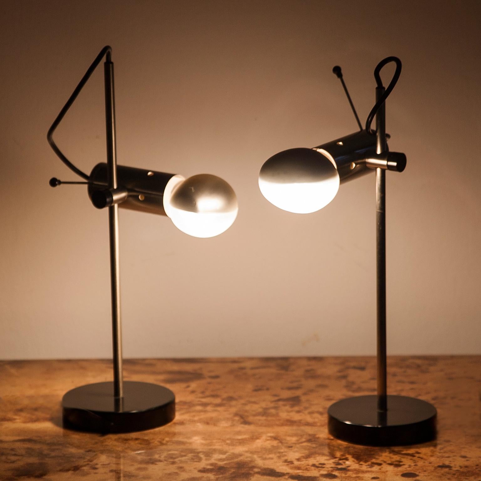 Metal Tito Agnoli Table Lamp Model 251 for Oluce, Italy, 1950, Set of 2