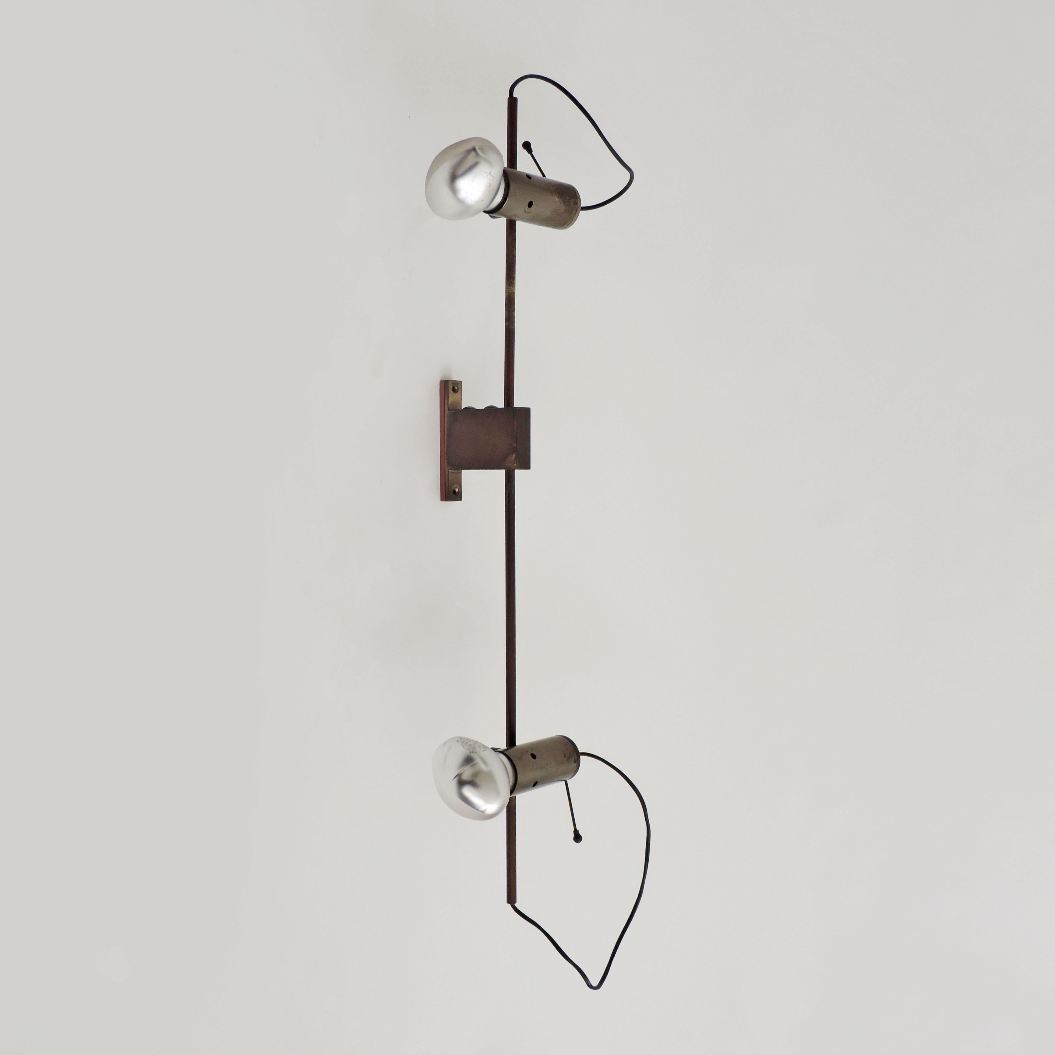 Tito Agnoli Two Light Wall Lamp for Oluce, Italy, 1950s In Good Condition In Milan, IT