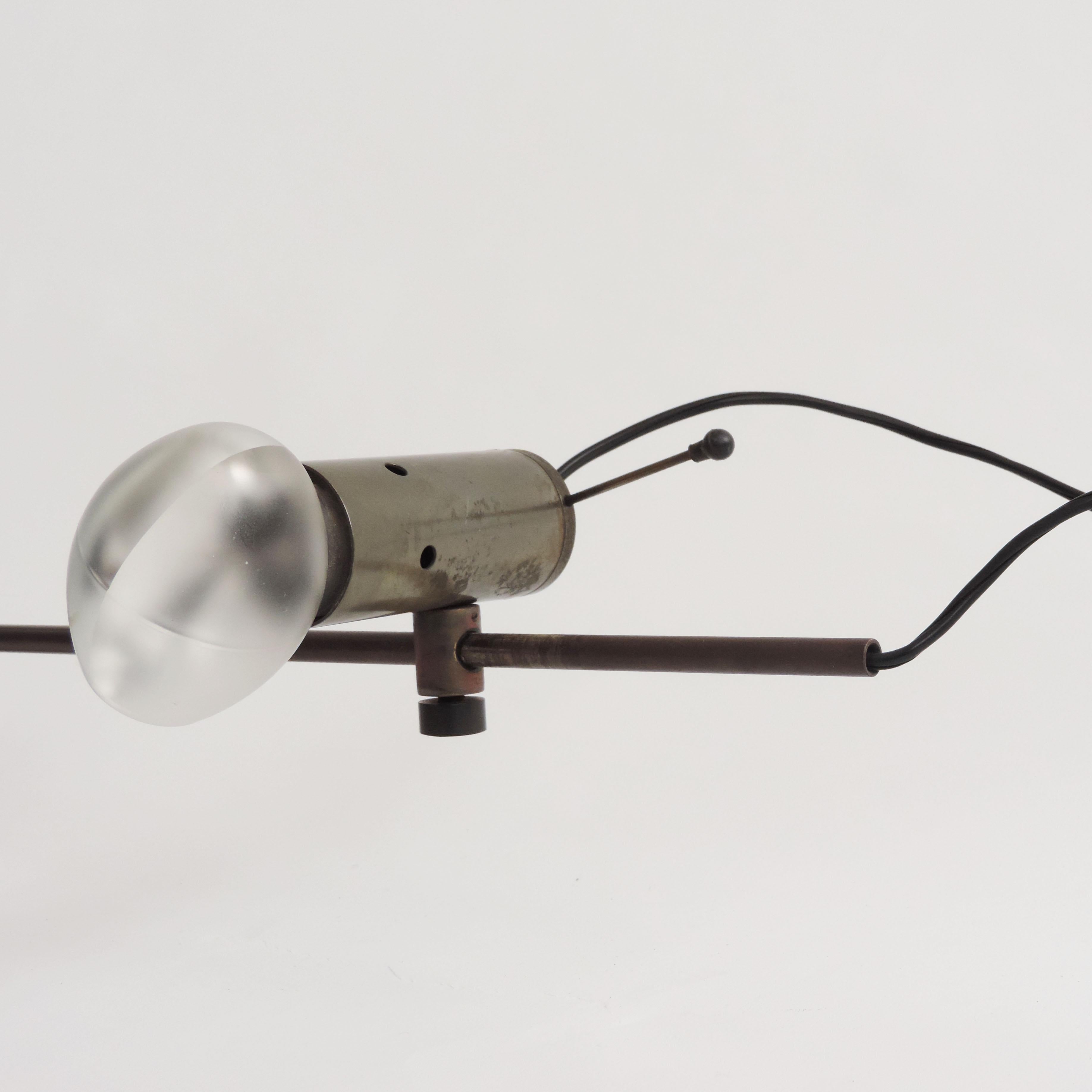 Mid-20th Century Tito Agnoli Two Light Wall Lamp for Oluce, Italy, 1950s