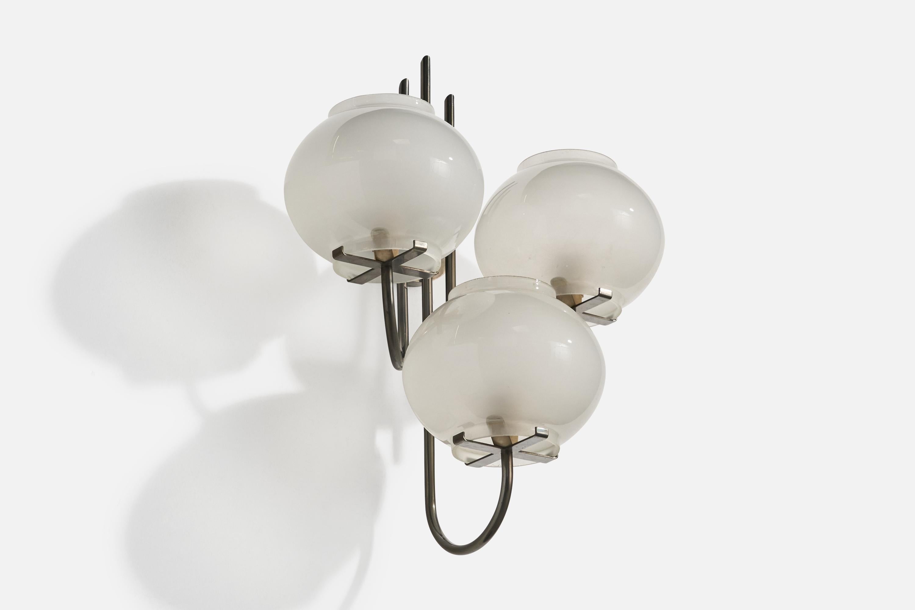 Mid-Century Modern Tito Agnoli, Wall Light, Metal, Glass, Italy, 1961 For Sale