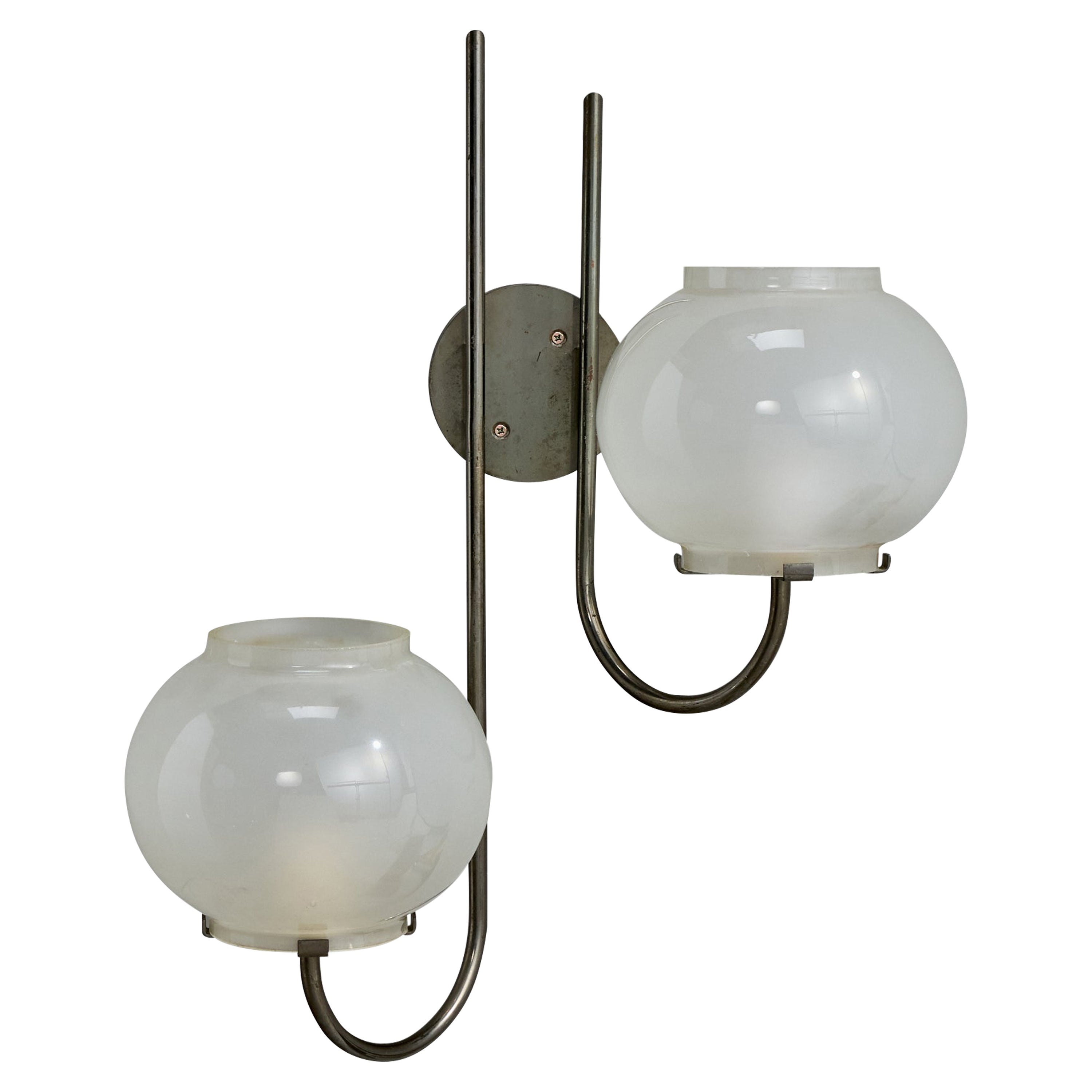 Tito Agnoli, Wall Light, Metal, Glass, Italy, 1961 For Sale