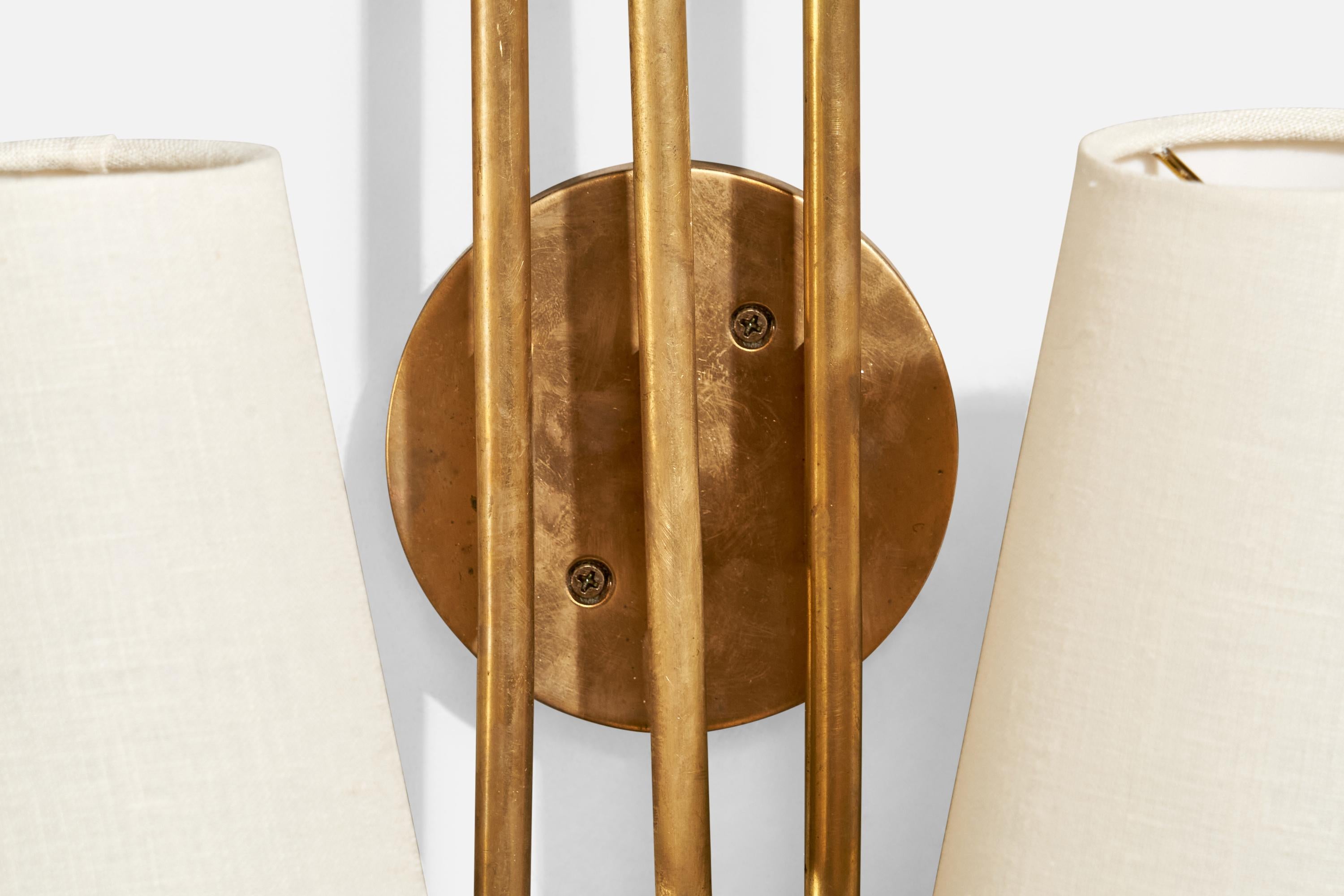 Tito Agnoli, Wall Lights, Brass, Fabric, Italy, 1961 1