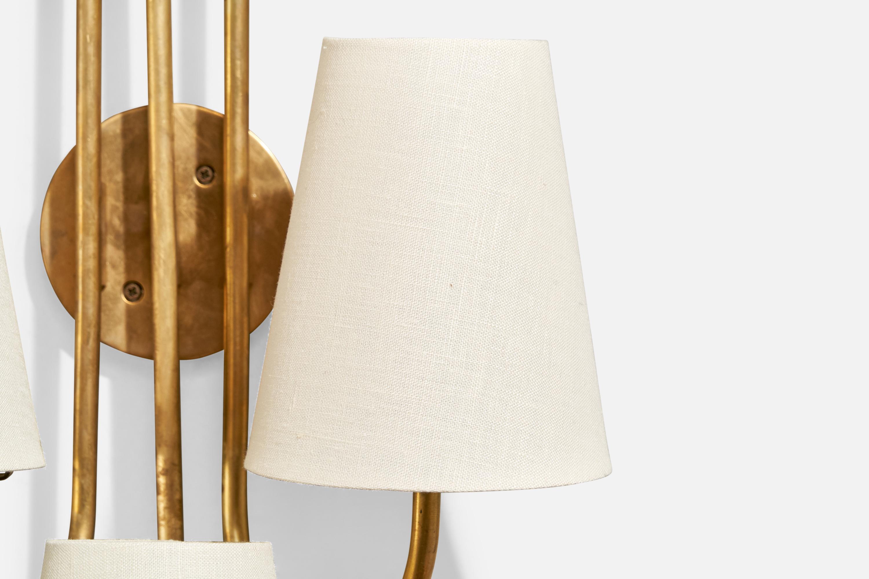 Tito Agnoli, Wall Lights, Brass, Fabric, Italy, 1961 4
