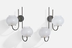 Tito Agnoli, Wall Lights, Metal, Glass, Italy, 1961