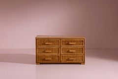 Tito Agnoli wicker and wood chest of drawers, Pierantonio Bonacina, Italy, 1964