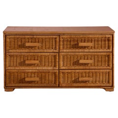 Tito Agnoli wicker and wood chest of drawers, Pierantonio Bonacina, Italy, 1964