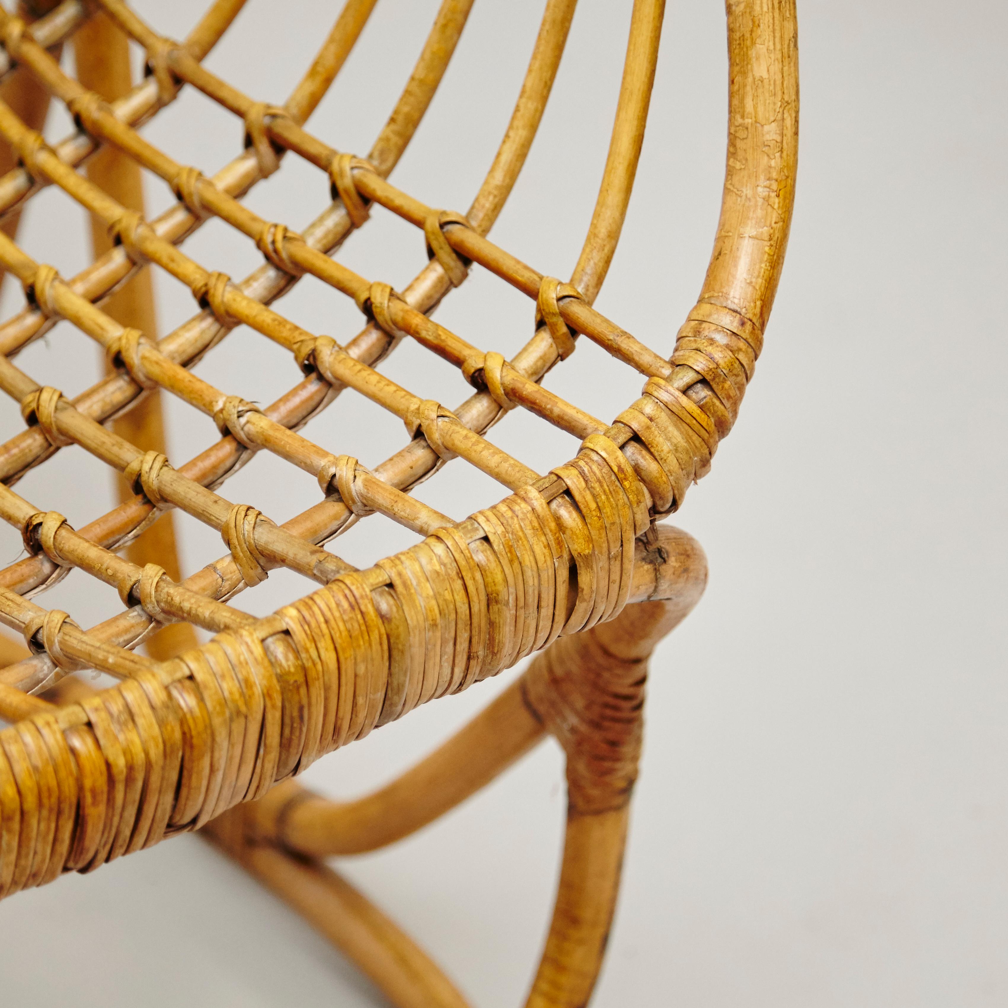 Italian Wicker Rattan Chair, circa 1960 2