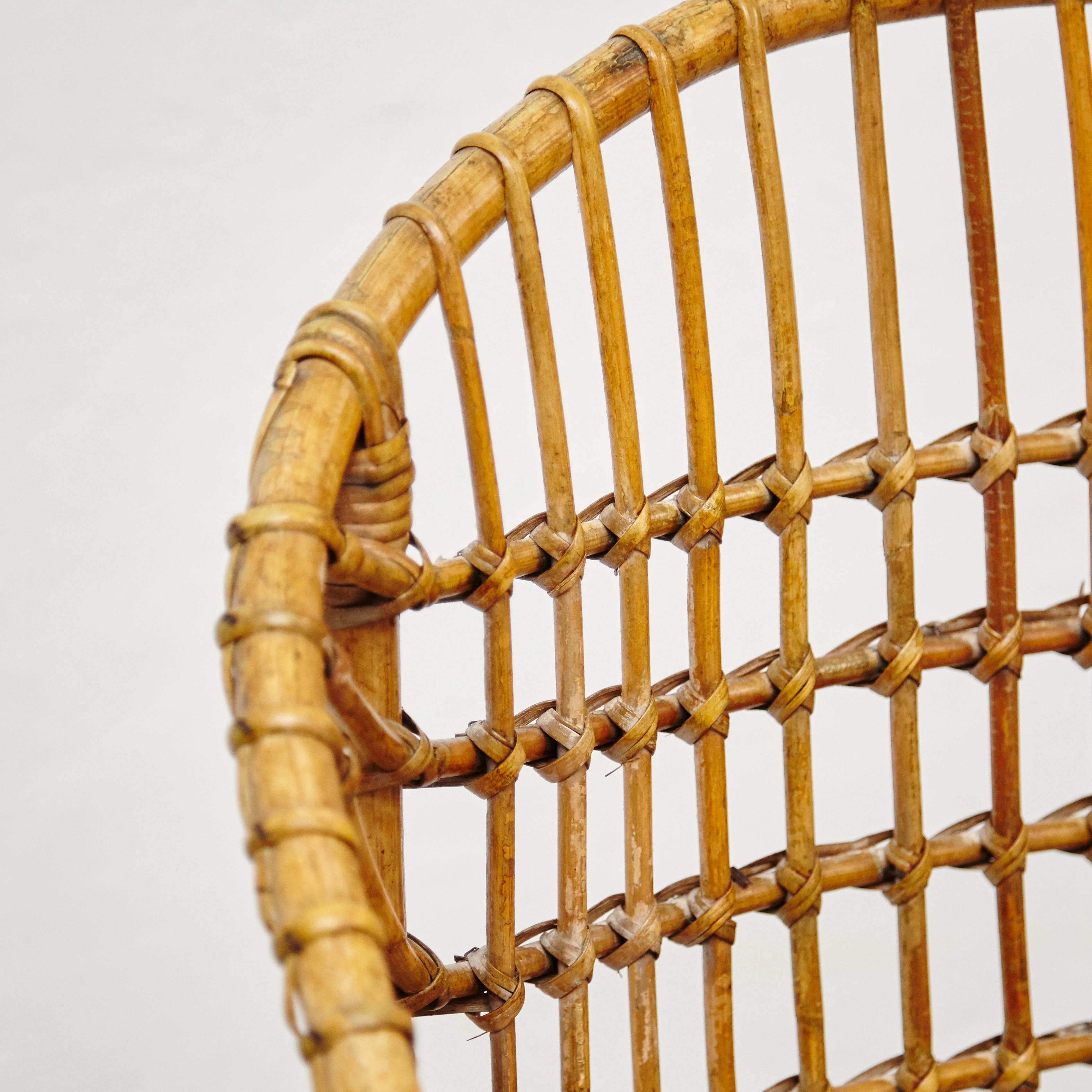 Mid-20th Century Italian Wicker Rattan Chair, circa 1960