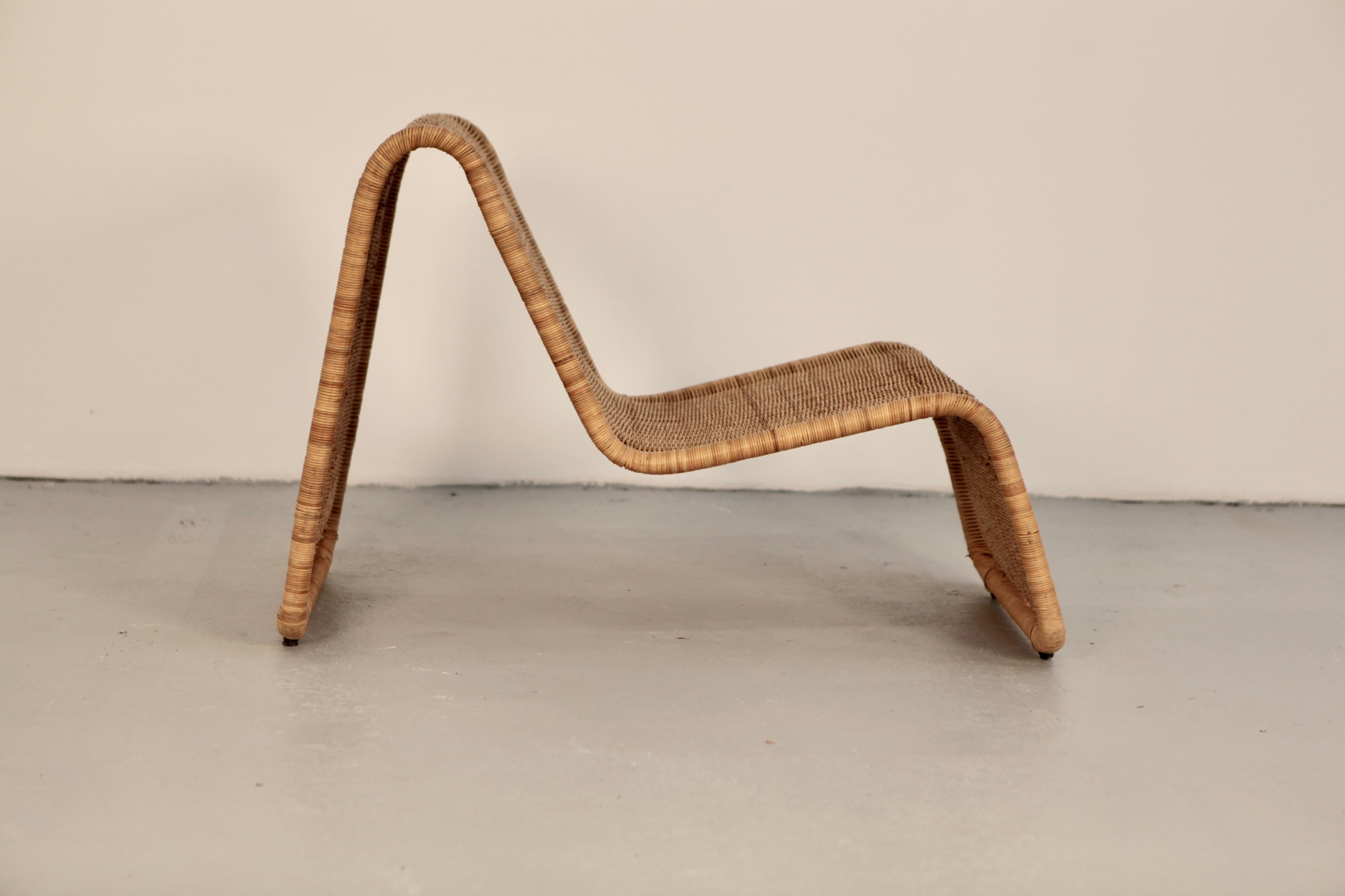 Italian Woven Cane Easy Chair, Model P3, Italy, 1960s