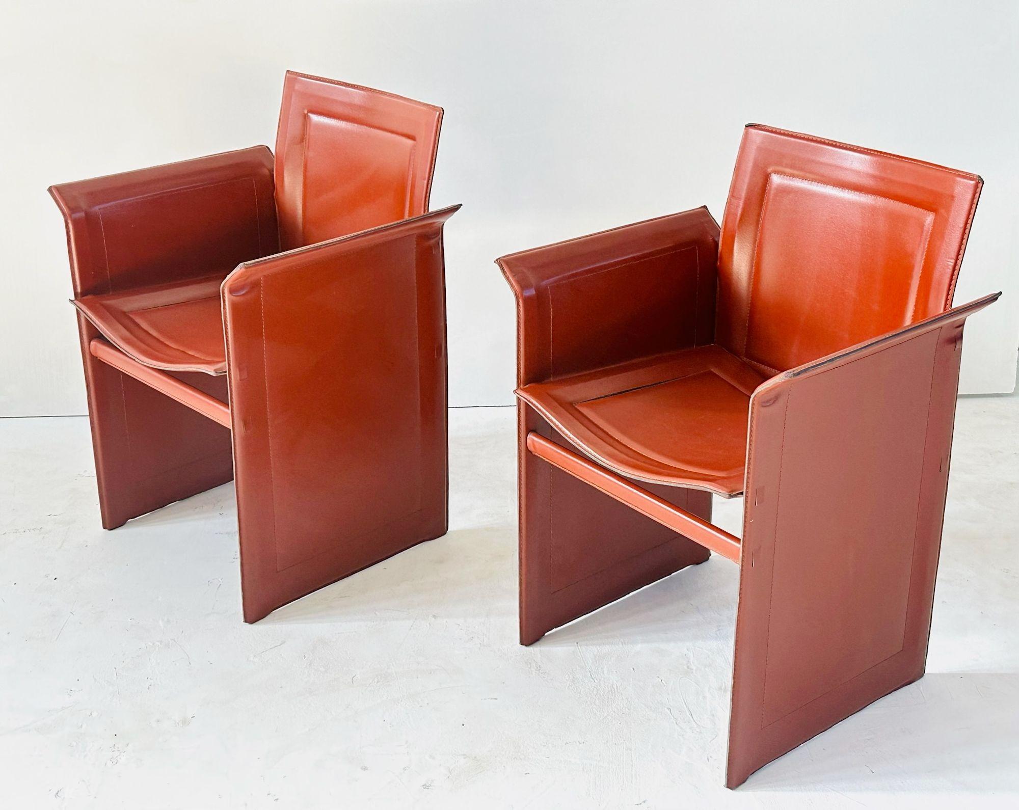 Tito Angola para Matteo Grassi Sillas de cuero Korium KM1, Italia 1970 en Bueno estado para la venta en Chicago, IL