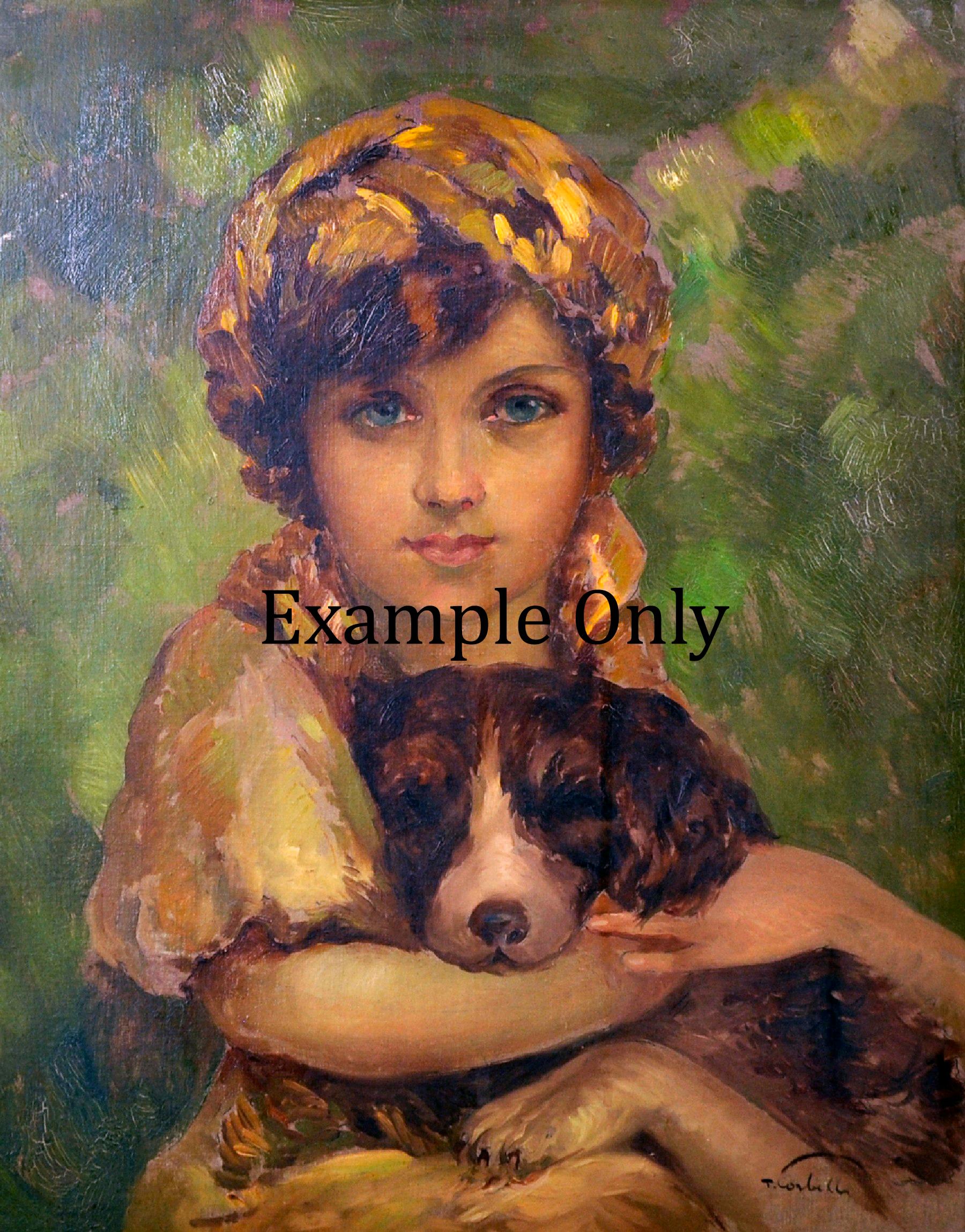 Sleeping Spaniel in the Hearth Italian Figural Dog Painting oil on Linen For Sale 5