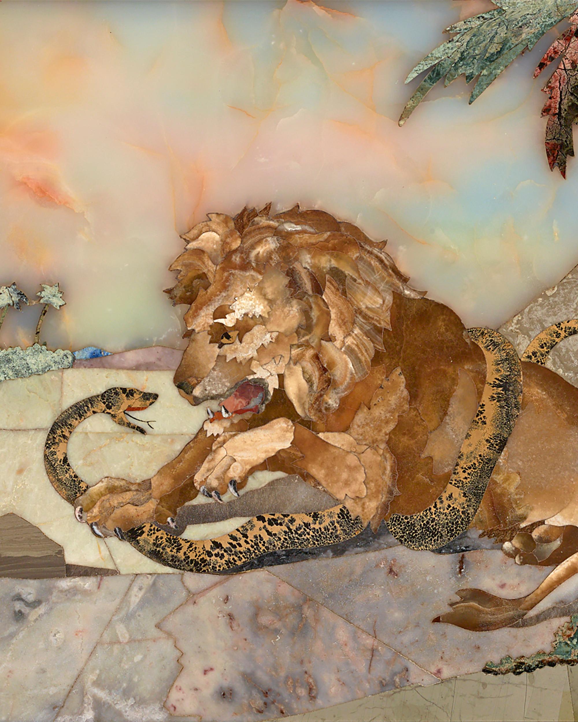 Pietre Dure Plaque with Lion by Tito Francolini For Sale 2