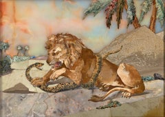 Antique Pietre Dure Plaque with Lion by Tito Francolini