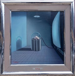 Plugged In, pittura a olio surrealista di Tito Salomoni