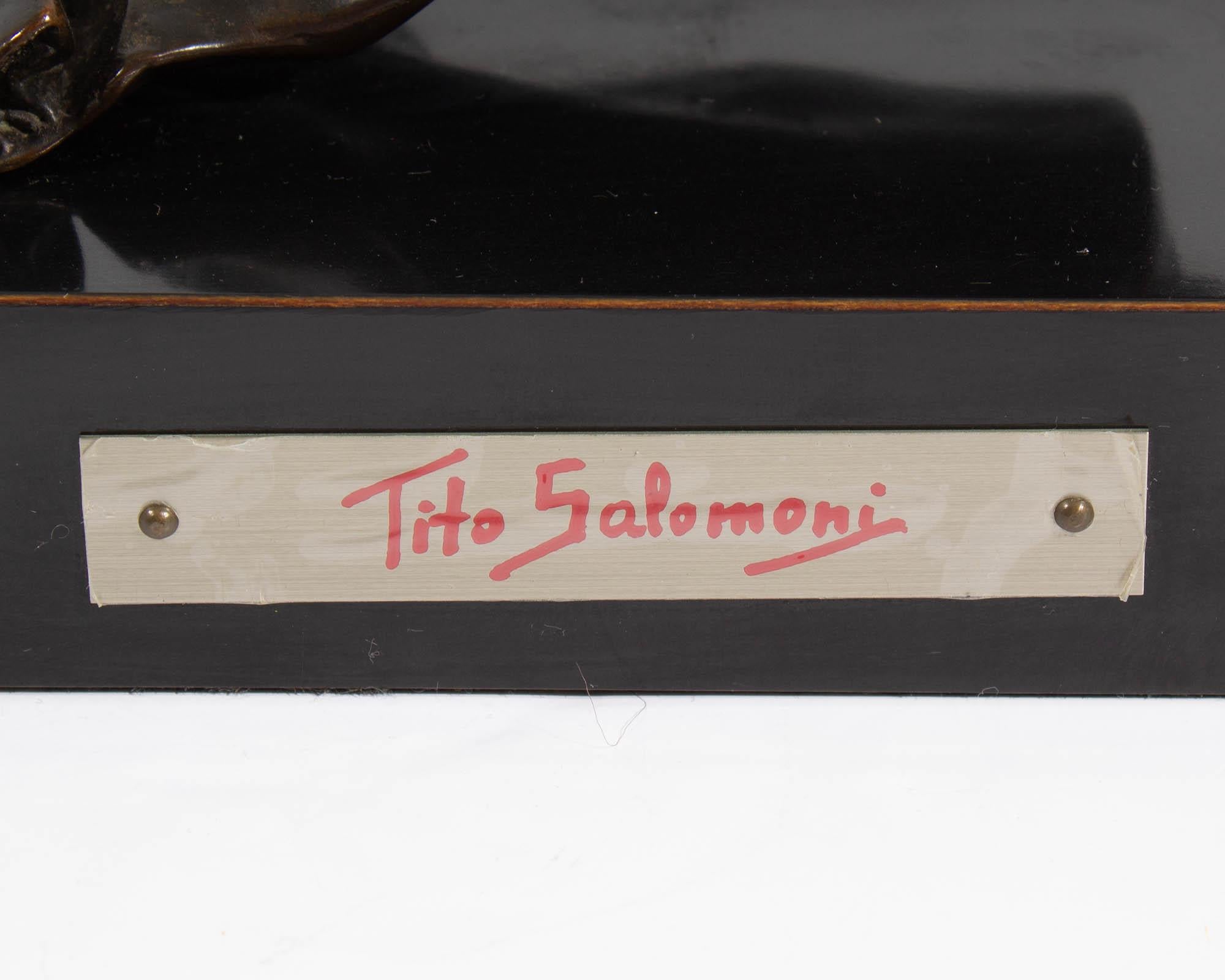 Modern Tito Salomoni Signed Limited Edition Bronze Surrealist Sculpture For Sale