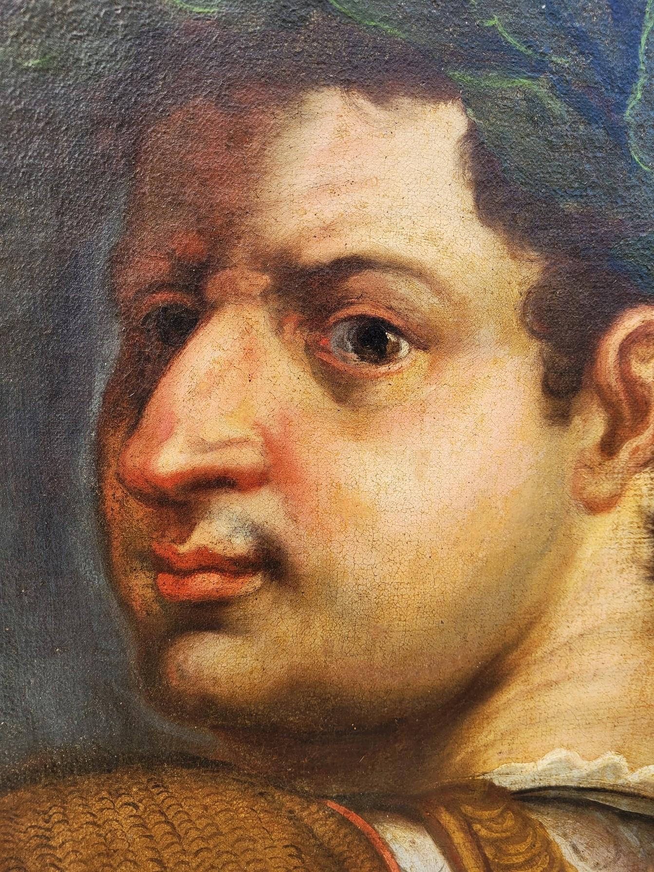 Italian Titus Vespasian, Framed Portrait, 17th Century For Sale