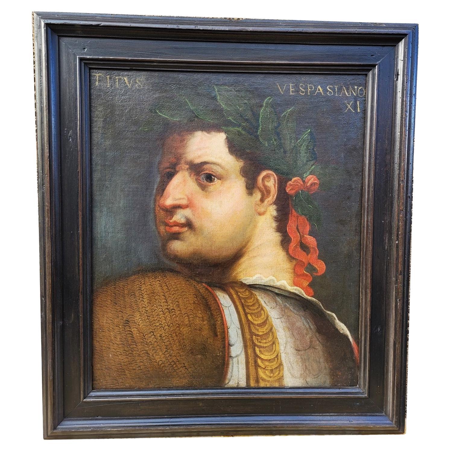 Titus Vespasian, Framed Portrait, 17th Century