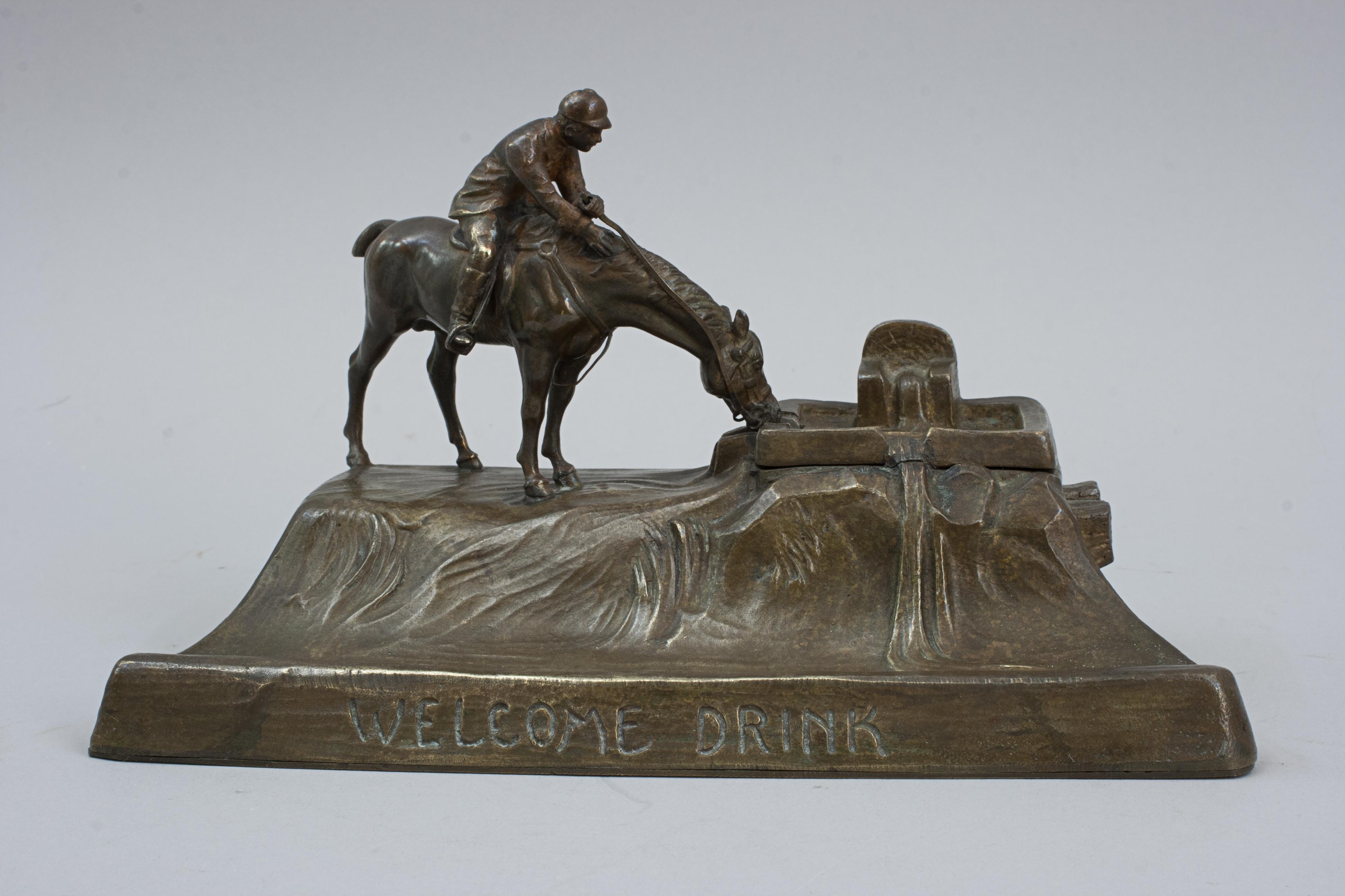 Calamaio in bronzo Titze con cavallo e cavaliere in vendita 5