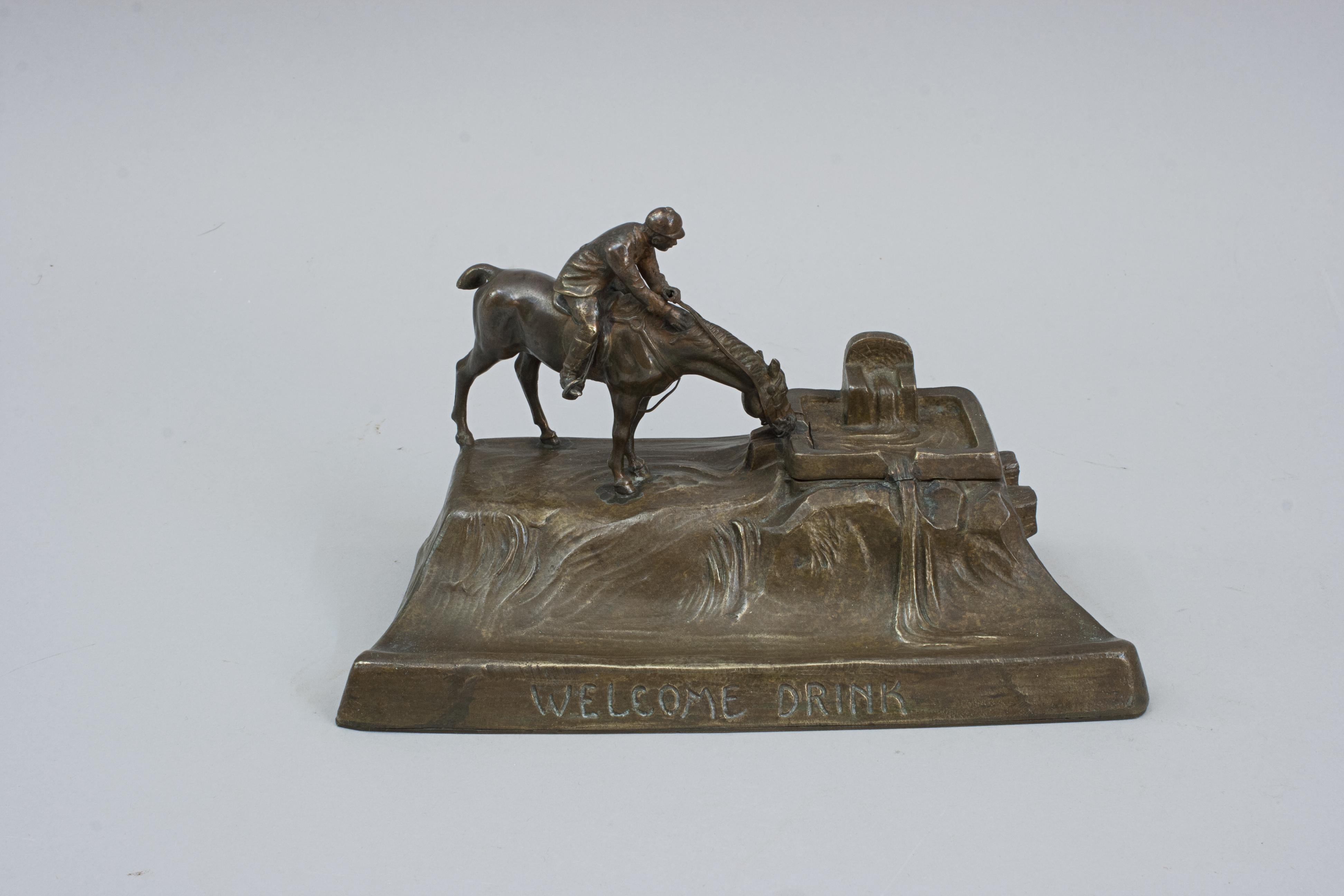Calamaio in bronzo Titze con cavallo e cavaliere in vendita 8