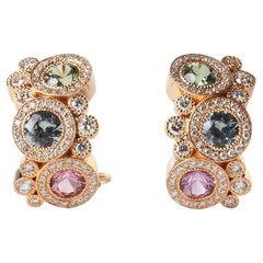 Tivol Bubble Rose Gold 1.01ct Round Cut Sapphire & Diamond Studded Earrings