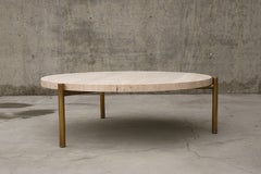 Tivoli Coffee Table 3 Legs Burnished Brass Plated Stainless + Travertine Top 39"