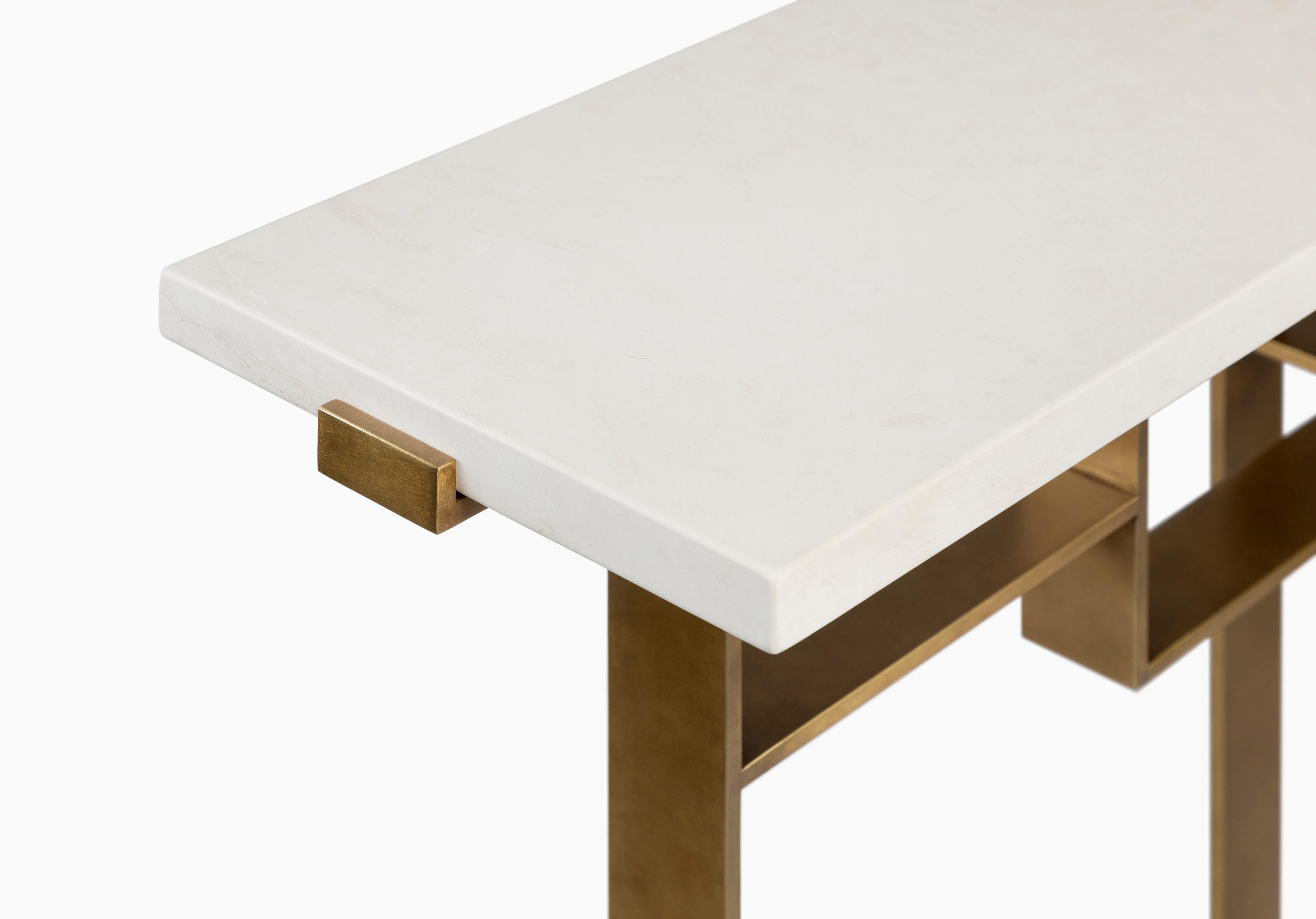 Modern Tivoli Console in Metal and Stone For Sale
