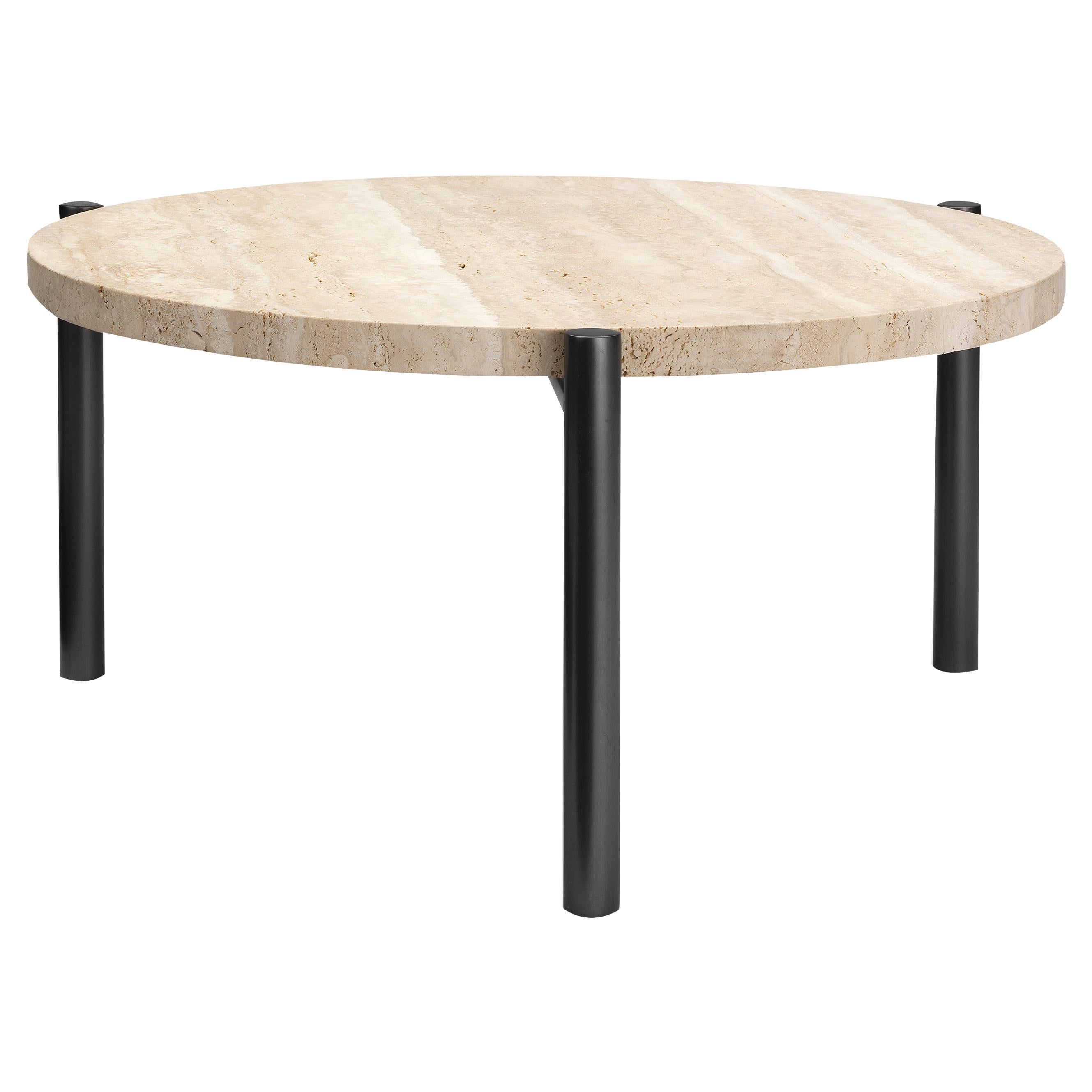 Tivoli Side Table Round 3 Legs Brass or Bronze Plated and Travertine Top
