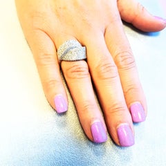 Tivon 18 Carat Gold Pave Set White Round Brilliant-Cut Diamond Cocktail Ring