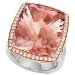 Tivon 18 Carat Rose Gold Morganite and Diamond Ring
