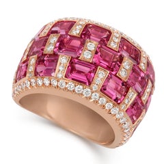 Tivon 18 Carat Rose Gold Pink Spinel and Fine Diamond Cocktail Ring