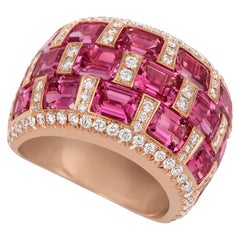 Tivon 18 Carat Rose Gold Pink Spinel and Fine Diamond Cocktail Ring
