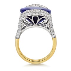 Tivon 18 Carat Two-Tone Gold AAAA+ Tanzanite and Fine Diamond Cocktail Ring